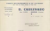 Etablissements D. Carlevaro, terres décolorantes et de filtrage à Monteux, 1941.