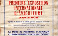 Catalogue de la première exposition internationale d'aviculture d'Avignon, avril-mai 1956.	1956.